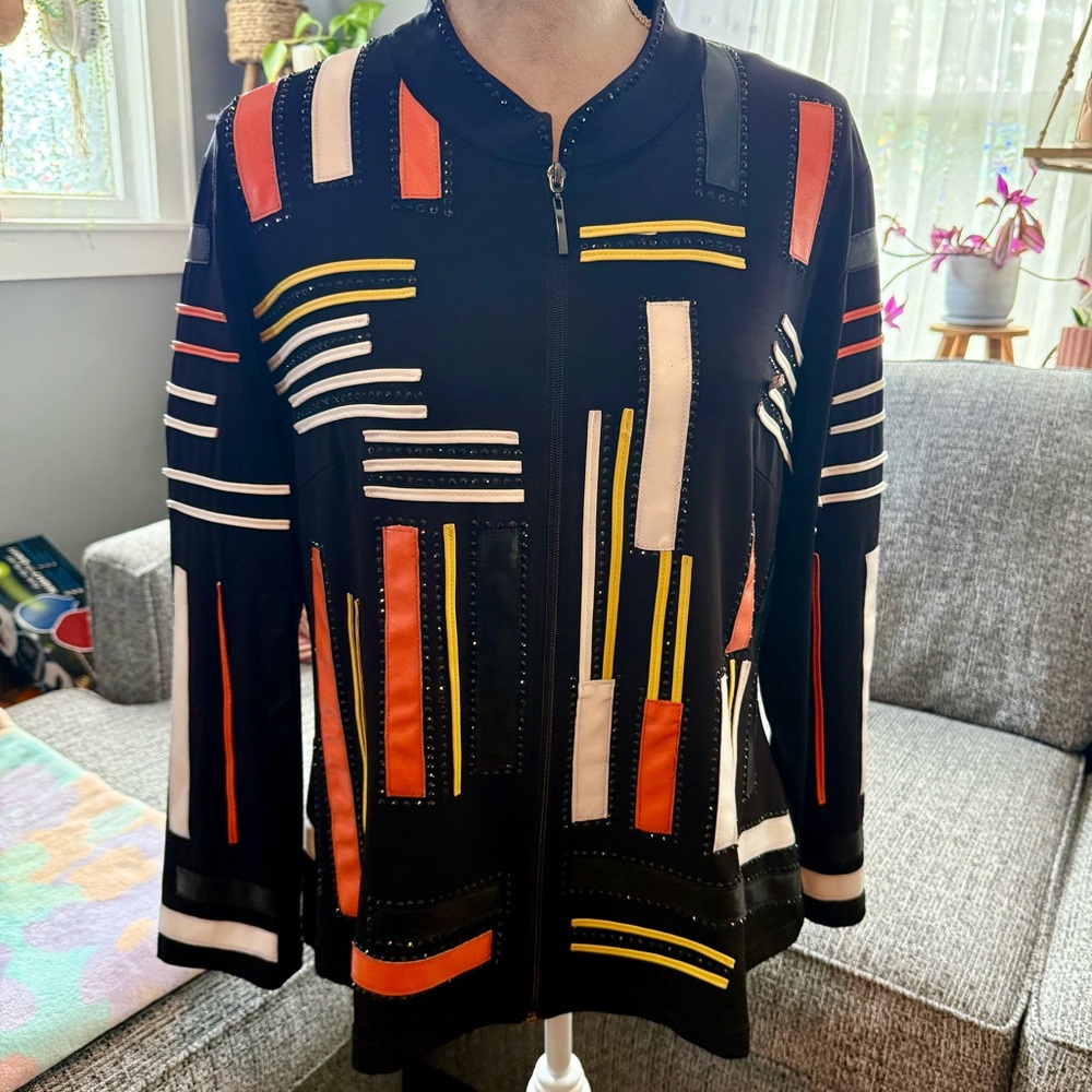 Berek Black and Orange Geometric  Jacket - Picture 2 of 8